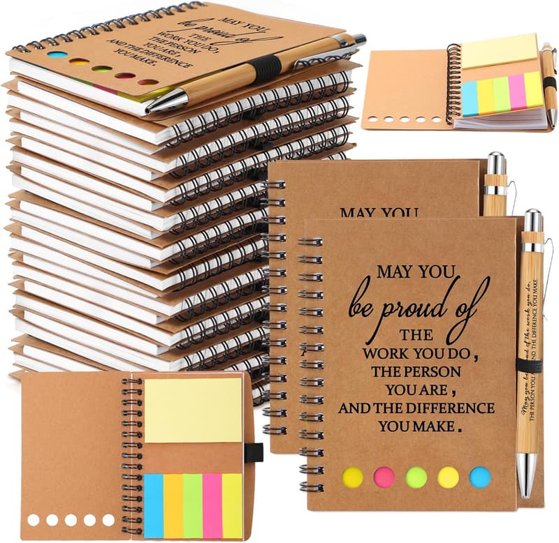 Employee Appreciation Spiral Notebook & Pen Set - 20 Bulk Gifts