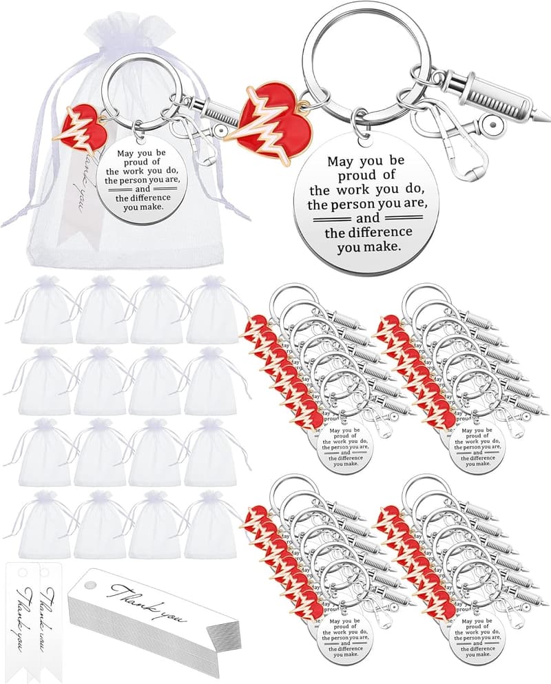 Nurse Graduation Gifts: 24 Keychains with Organza Bags & Tags