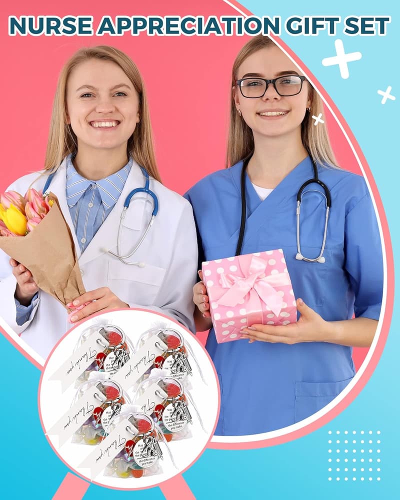 Nurse Graduation Gifts: 24 Keychains with Organza Bags & Tags