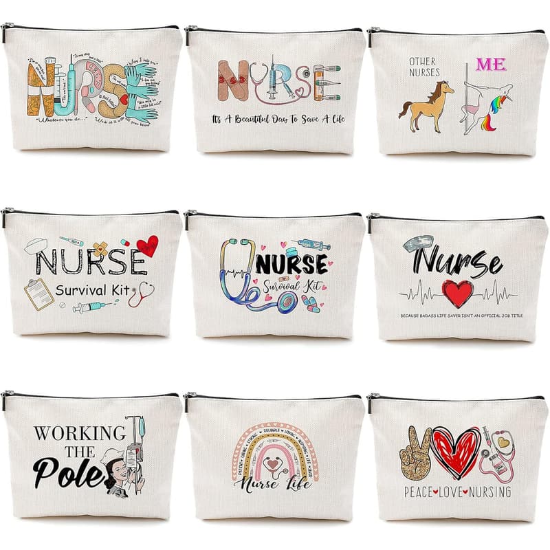 Funny Nurse Toiletry Bag Set – 9 Piece Gift Kit for Women