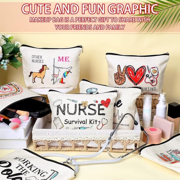 Funny Nurse Toiletry Bag Set – 9 Piece Gift Kit for Women