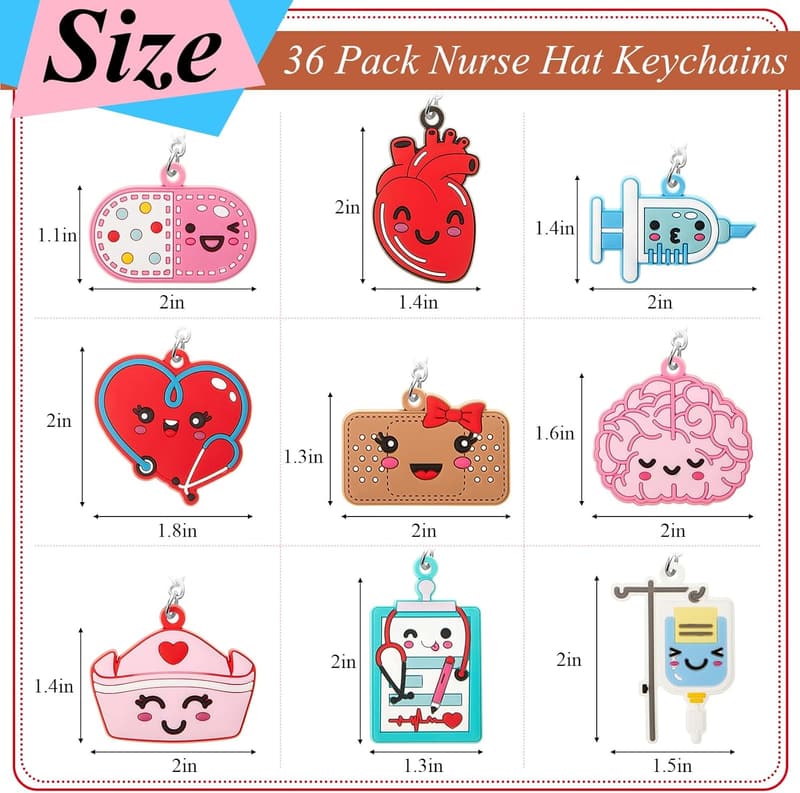 Nurse Keychain Set - 36 Pcs for Medical Graduation Gifts
