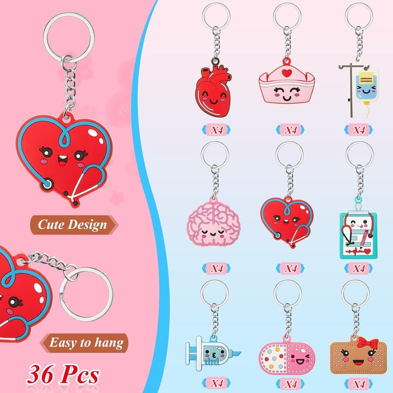 Nurse Keychain Set - 36 Pcs for Medical Graduation Gifts