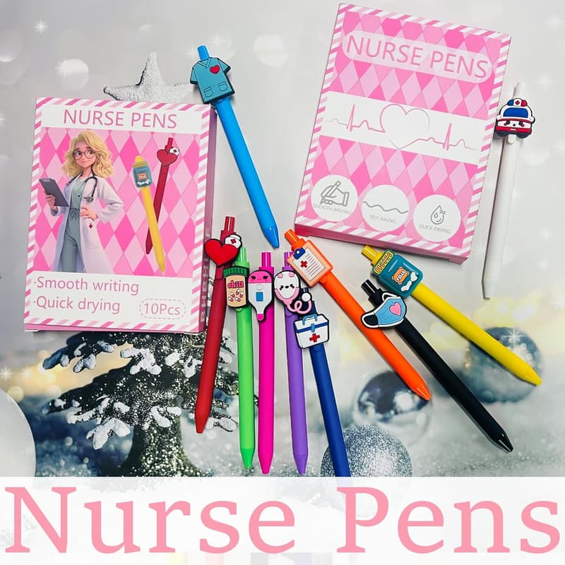 Nurse Week Gift: 10-Pack Medical Pens with Heart & Stethoscope Designs