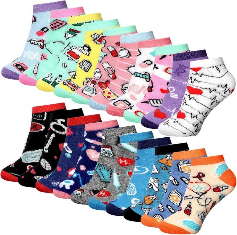 Nurses' Week Gift - 20 Pairs Cotton Ankle Socks for Medical Staff
