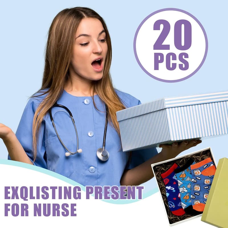Nurses' Week Gift - 20 Pairs Cotton Ankle Socks for Medical Staff