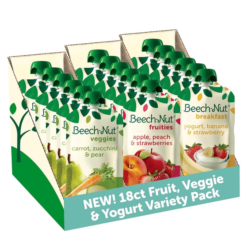Beech-Nut Baby Food Pouches Variety Pack for Toddlers, 18 Pack