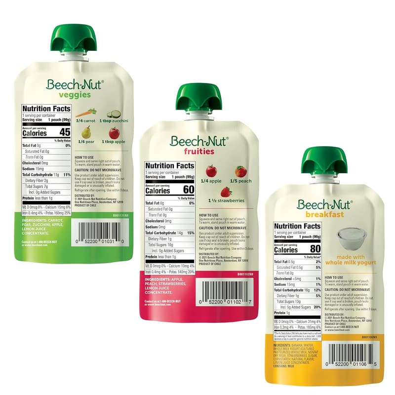 Beech-Nut Baby Food Pouches Variety Pack for Toddlers, 18 Pack