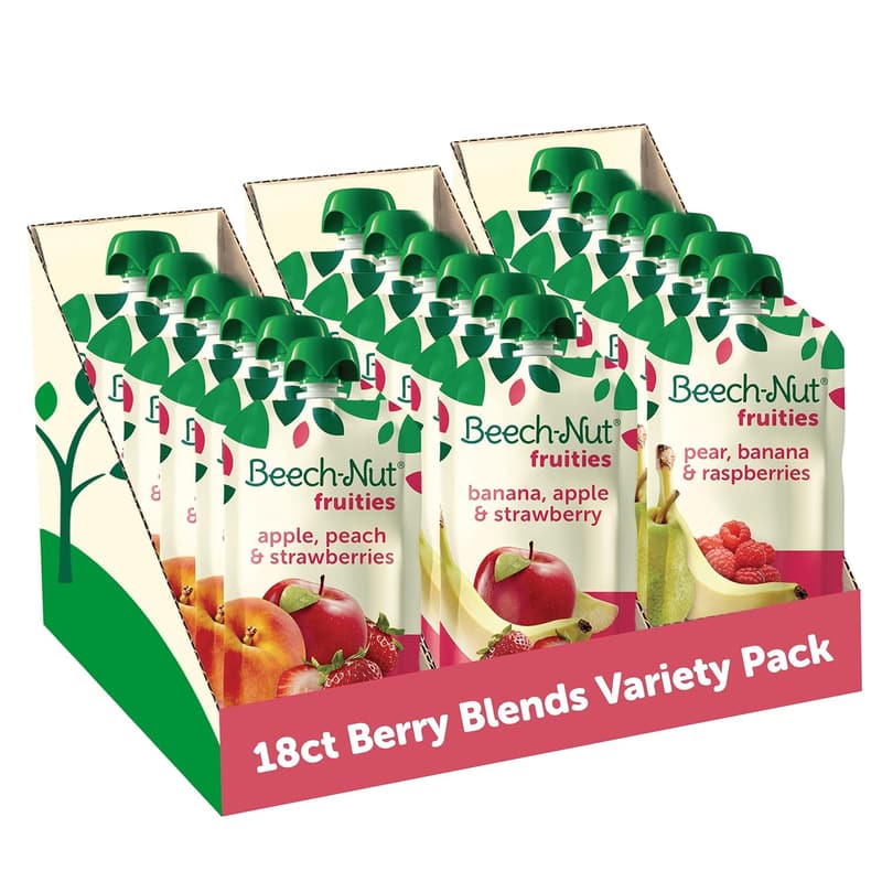 Beech-Nut Baby Food Pouches, Berry Blends Purees, 18-Pack