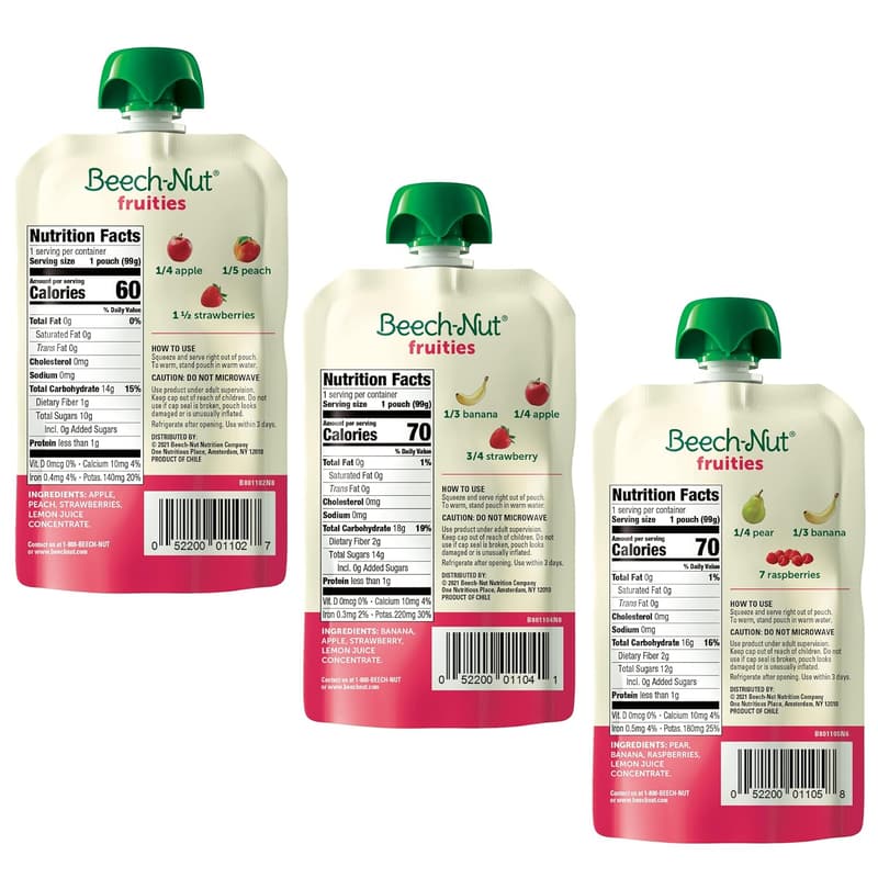 Beech-Nut Baby Food Pouches, Berry Blends Purees, 18-Pack