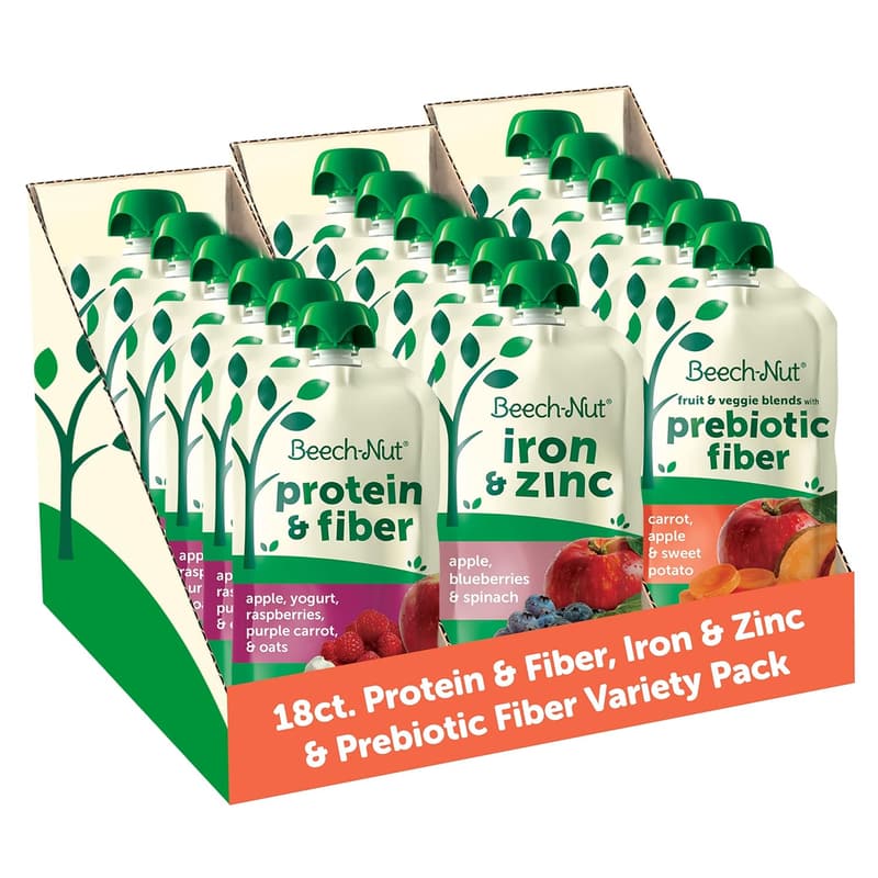 Beech-Nut Baby Food Pouches Variety Pack, 18x3.5 oz Purees