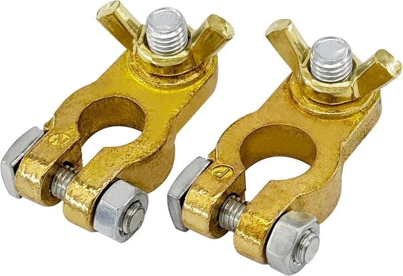 Brass Battery Terminal Connectors Set for Marine & RV Vehicles