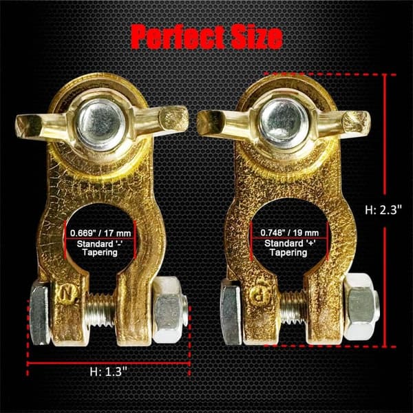 Brass Battery Terminal Connectors Set for Marine & RV Vehicles