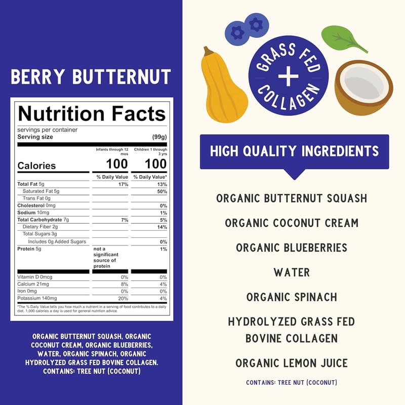 Dairy-Free Baby Food Smoothie | Berry Butternut | 12 Count