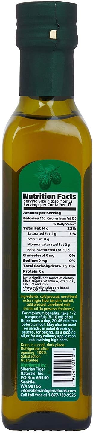 Siberian Pine Nut Oil, 8.5 oz - 100% Natural & Unrefined Wellness Support
