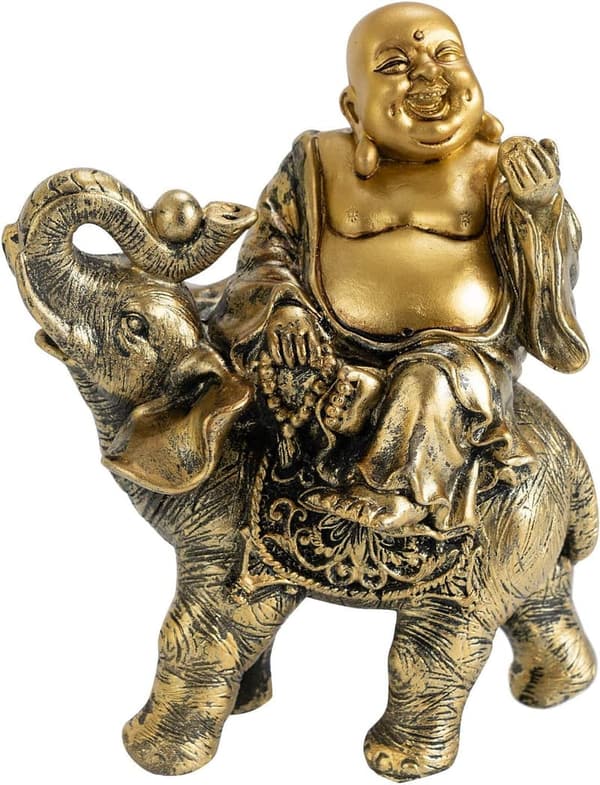 Laughing Buddha Elephant Sculpture for Home or Office Decor