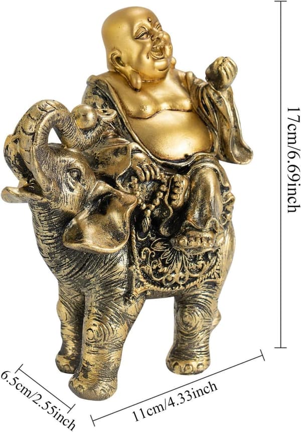 Laughing Buddha Elephant Sculpture for Home or Office Decor