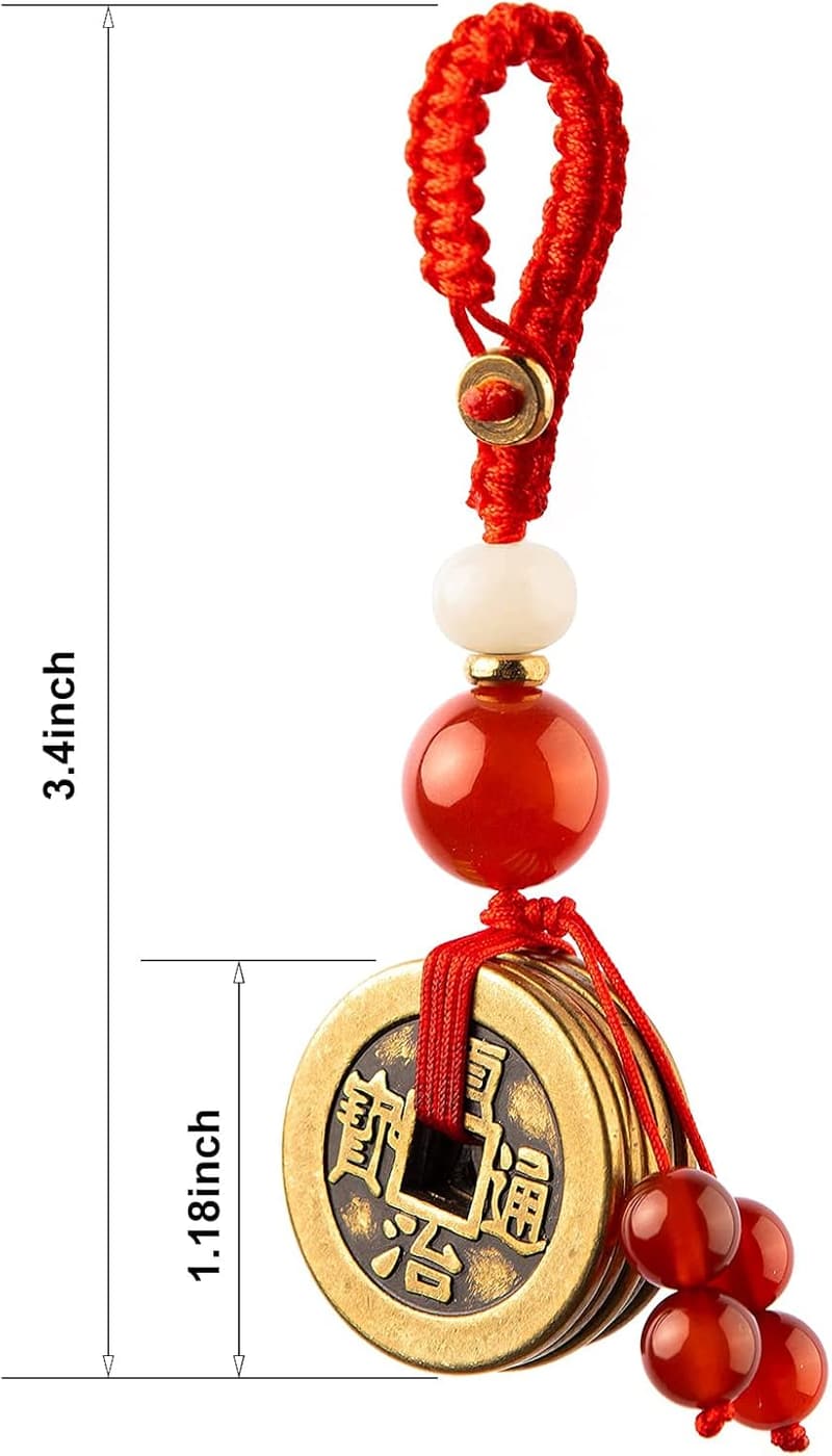 Feng Shui Coins for Wealth & Success with Red String – 2 Pack