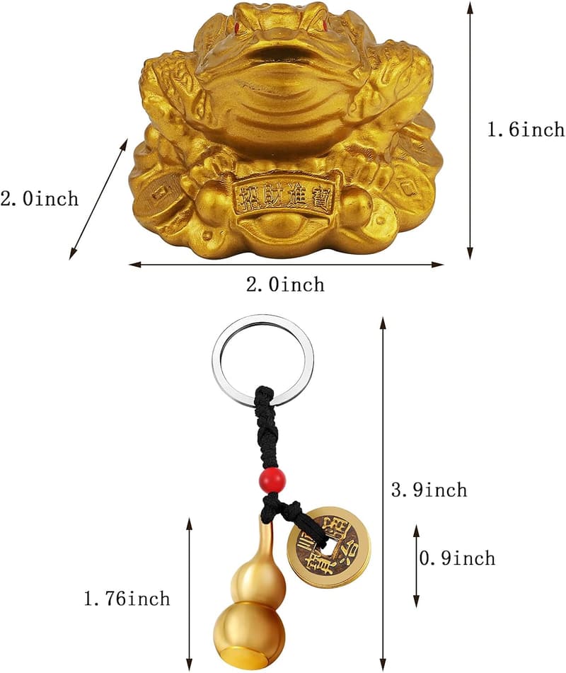 Feng Shui Brass Money Frog Keychain for Wealth & Good Luck