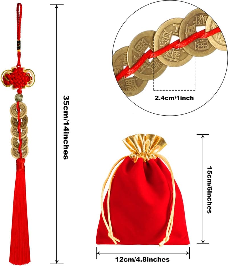 Feng Shui I-Ching Coins Set for Good Luck and Health