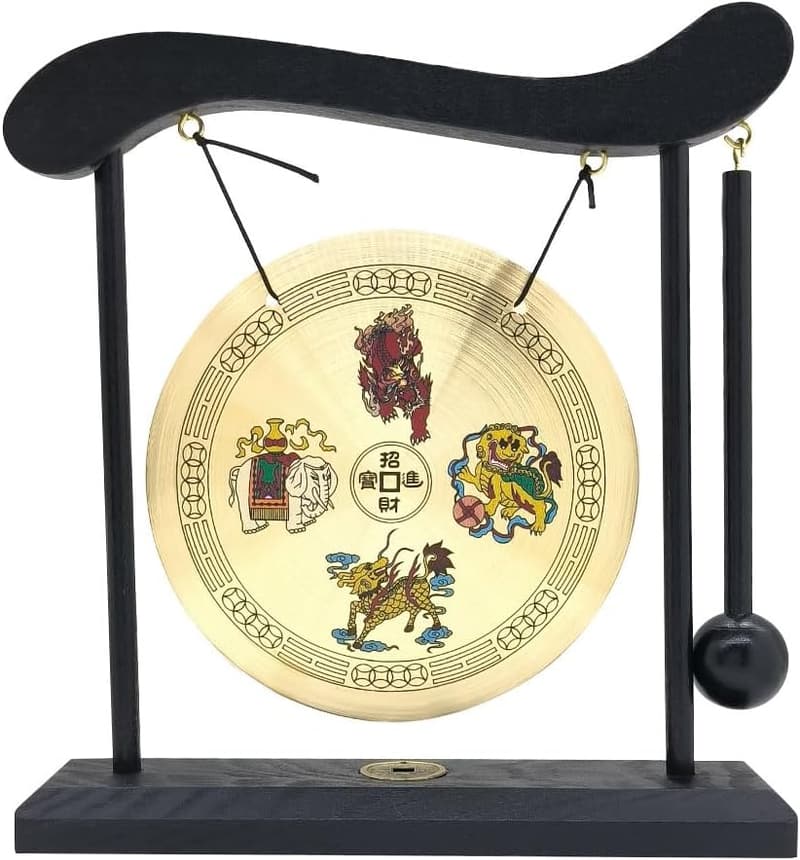Feng Shui Brass Gong Desktop Zen Art for Housewarming Gift