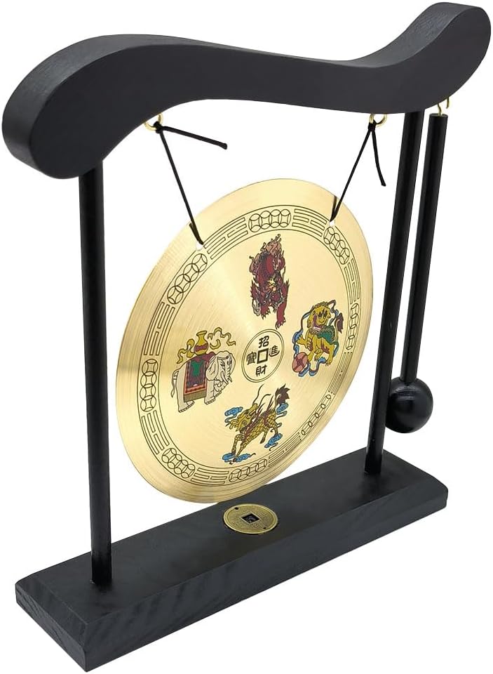 Feng Shui Brass Gong Desktop Zen Art for Housewarming Gift
