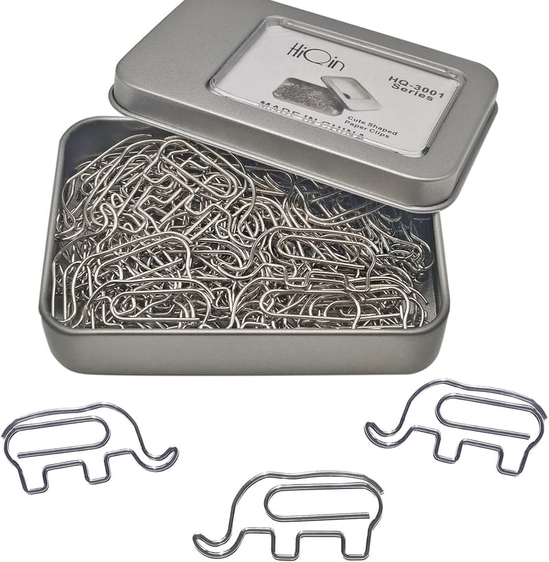 Elephant-Shaped Paper Clips - 60 Pcs Funny Office Supplies