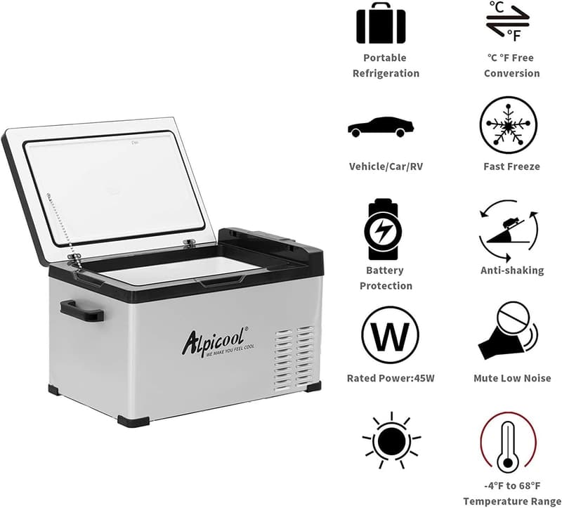 Portable Car Freezer - 32 Quart 12V Cooler for Camping & RV