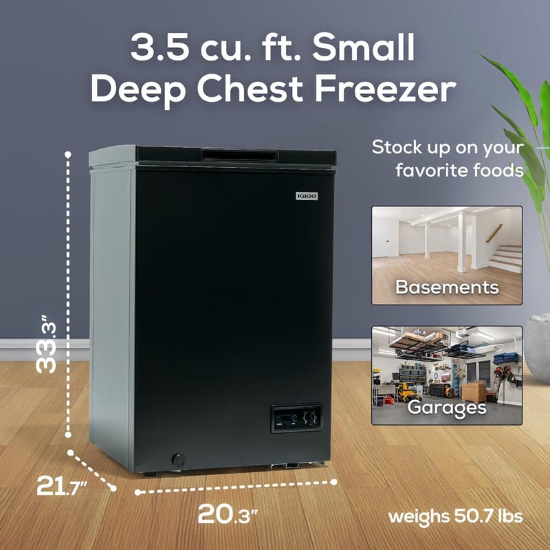 Igloo 3.5 Cu. Ft. Chest Freezer with Removable Basket - Black