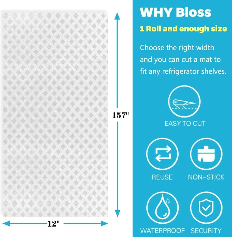 Washable Refrigerator Liners - Easy Clean Shelf Mats (Grid)