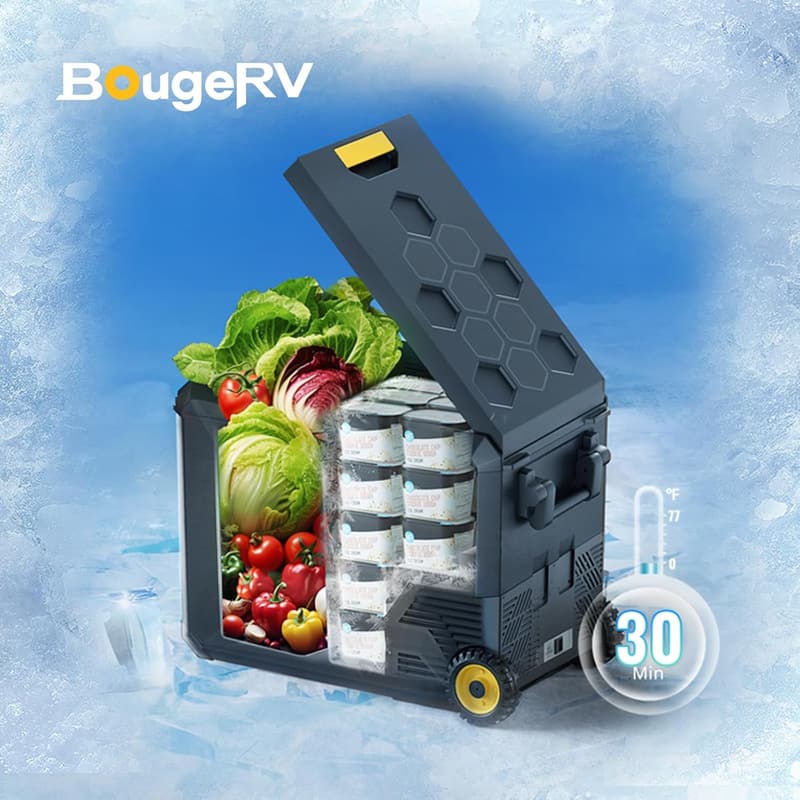 50L Dual-Zone 12V Electric Cooler with Quick Freeze Feature