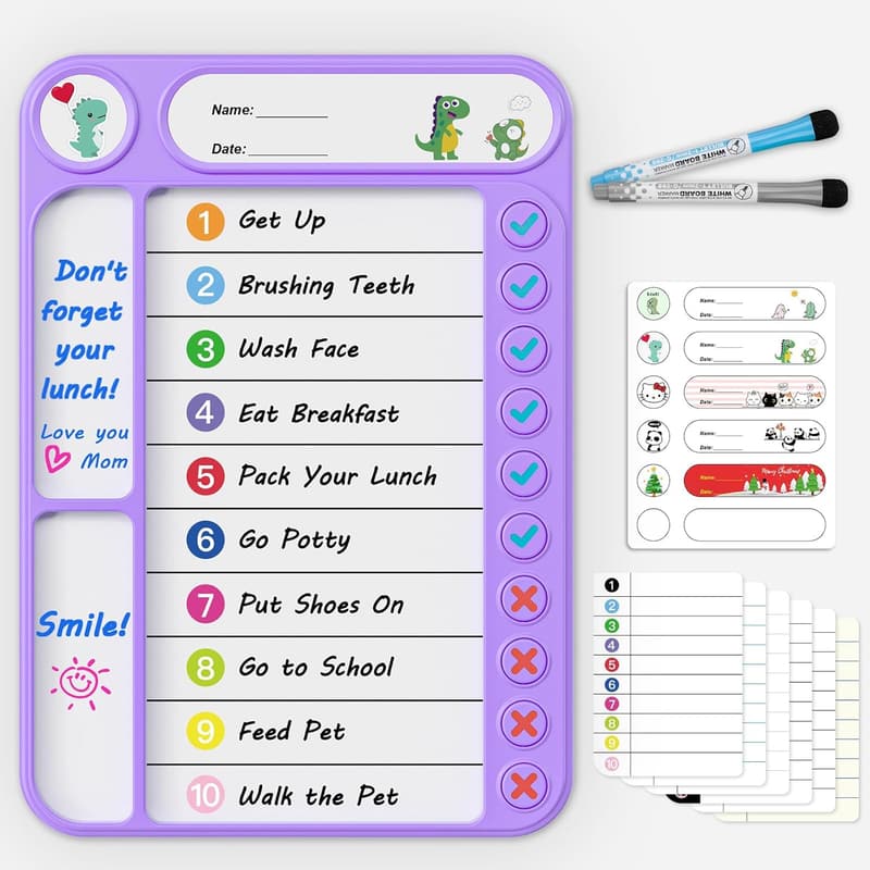 Magnetic ADHD Chore Chart for Kids with Dry Erase Board