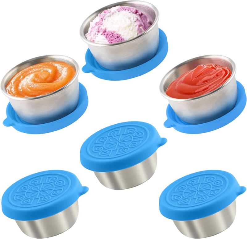 Leakproof Stainless Steel Salad Dressing Containers - Set of 6