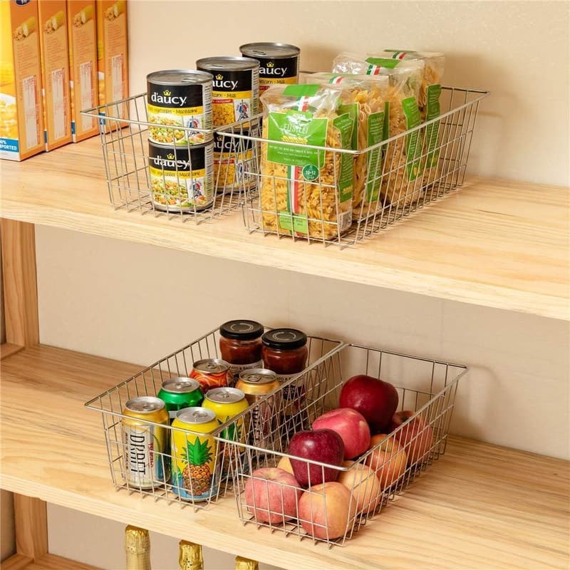 Metal Wire Storage Baskets - 4-Pack Organizer Set for Home