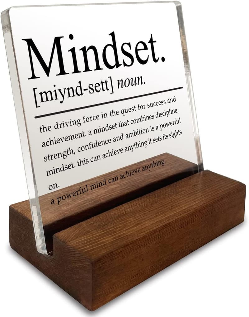 Motivational Acrylic Desk Sign with Wooden Stand for Women