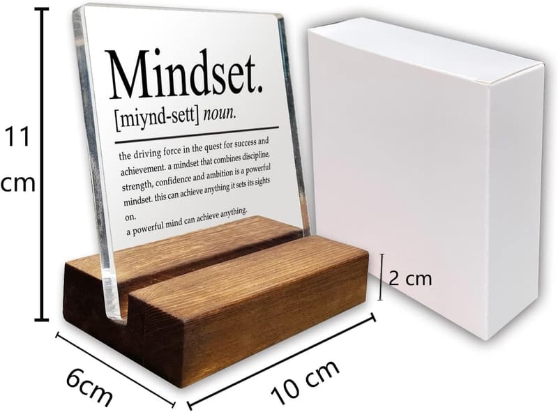 Motivational Acrylic Desk Sign with Wooden Stand for Women