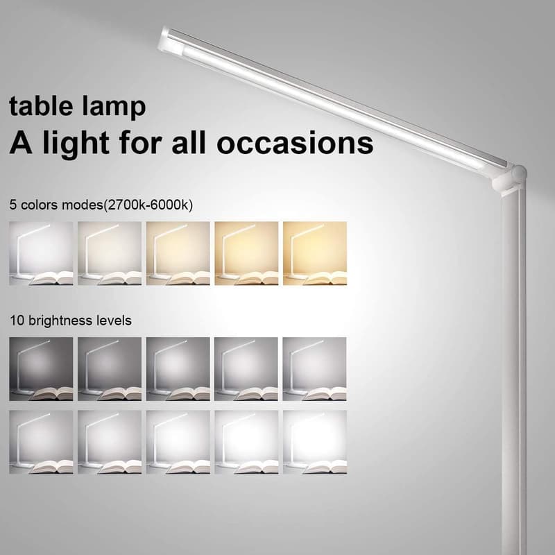Dimmable LED Desk Lamp with USB, 5 Modes & Timer