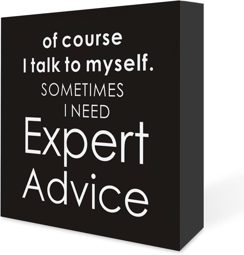 Funny Wooden Desk Sign - 'Of Course I Talk To Myself' - 5x5 Inches