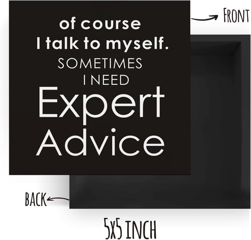 Funny Wooden Desk Sign - 'Of Course I Talk To Myself' - 5x5 Inches
