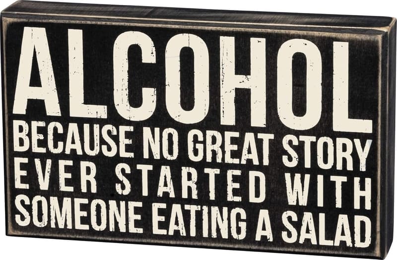 Alcohol Classic Box Sign by Primitives by Kathy - 10x6 Inches