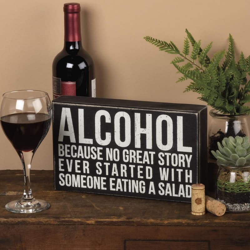 Alcohol Classic Box Sign by Primitives by Kathy - 10x6 Inches