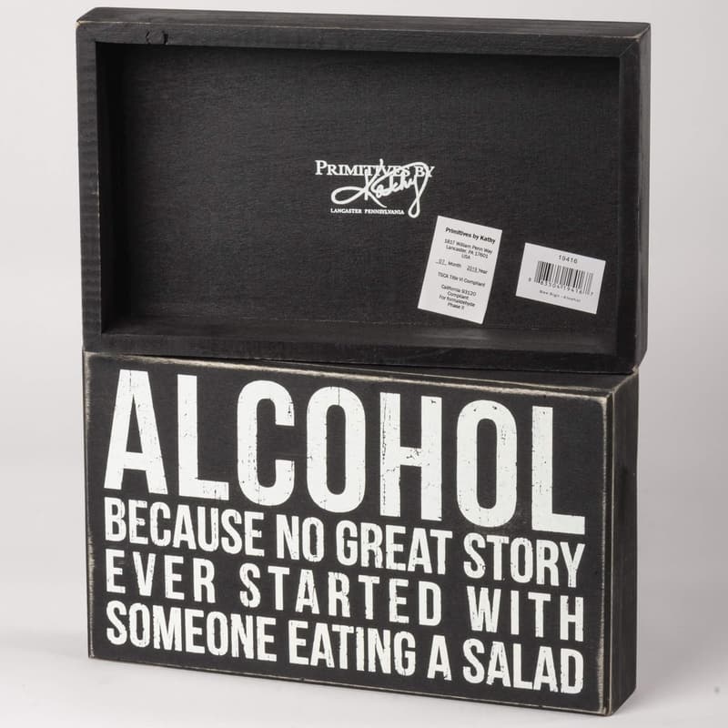 Alcohol Classic Box Sign by Primitives by Kathy - 10x6 Inches