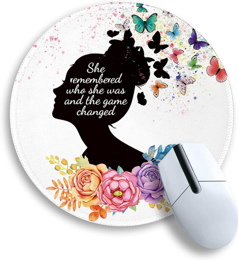 Cute Butterfly Flower Mouse Pad with Non-Slip Base for Women