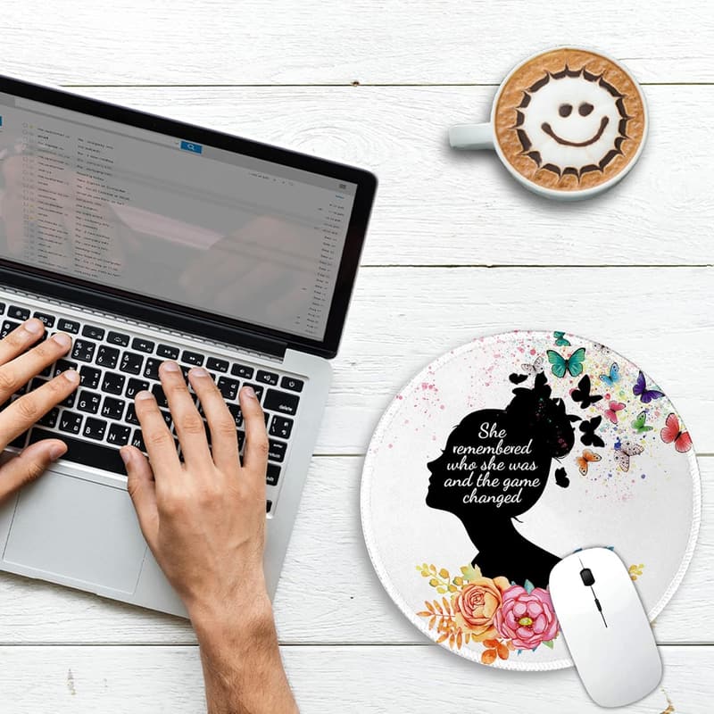 Cute Butterfly Flower Mouse Pad with Non-Slip Base for Women