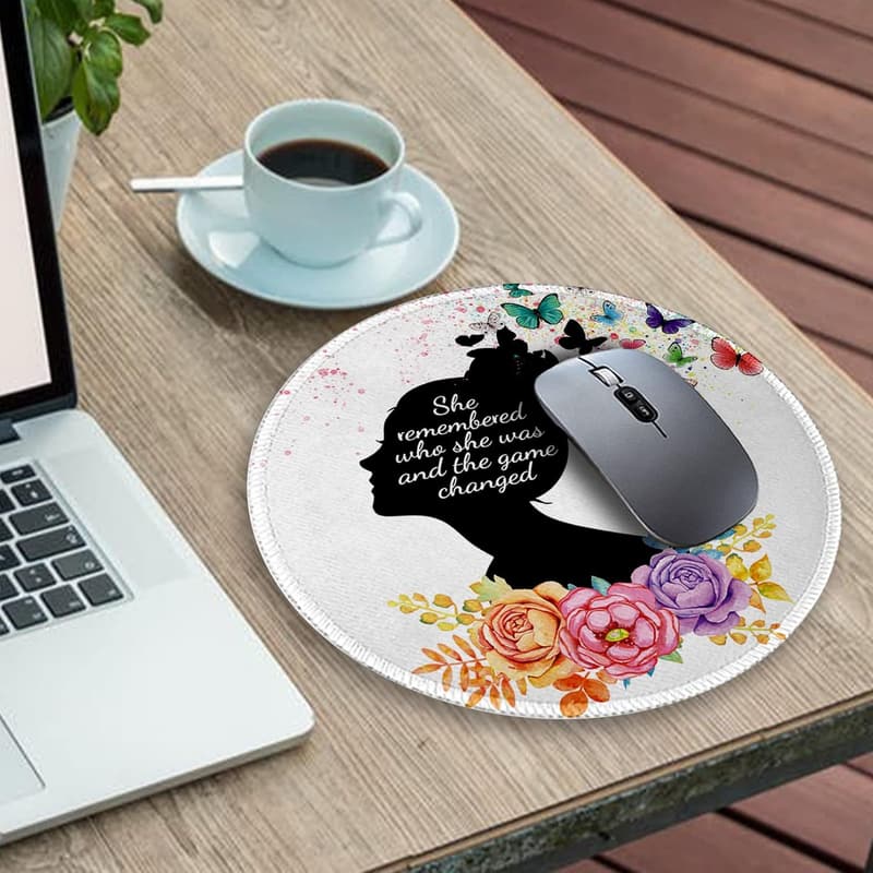 Cute Butterfly Flower Mouse Pad with Non-Slip Base for Women