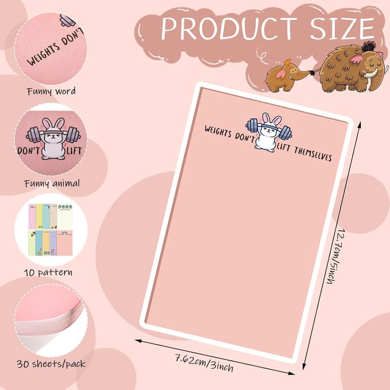 Cute Yoga Animal Notepads - 10 Pack Office Gifts for Women