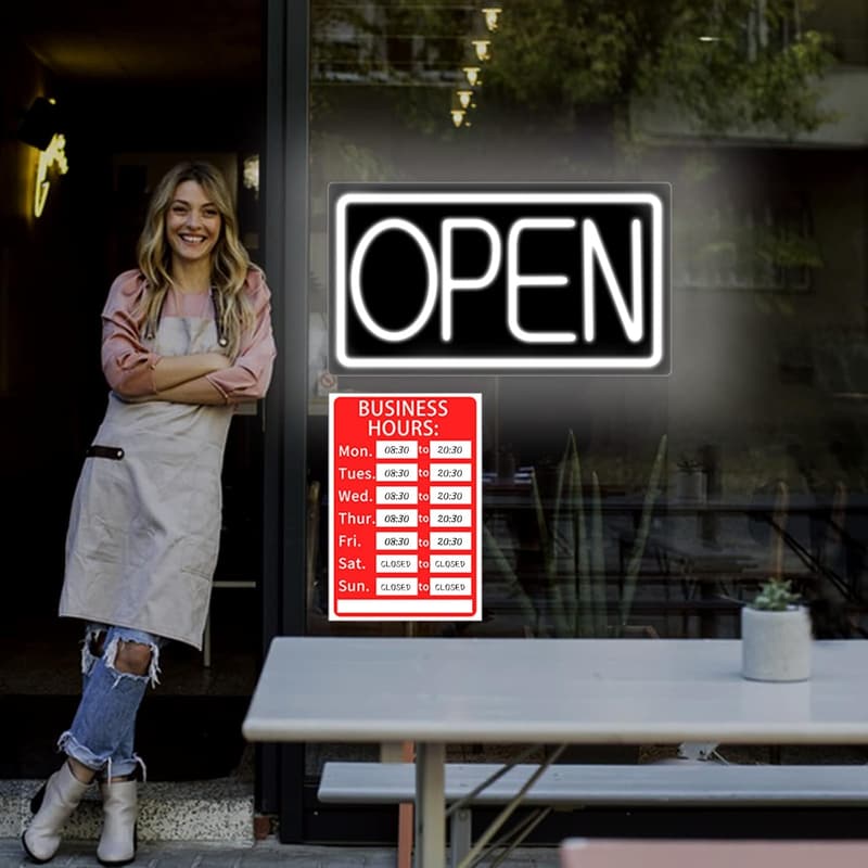 LED Neon Open Sign - 16 Inch Light-Up Business Display