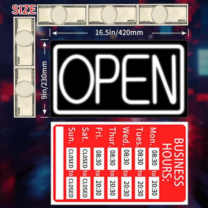 LED Neon Open Sign - 16 Inch Light-Up Business Display