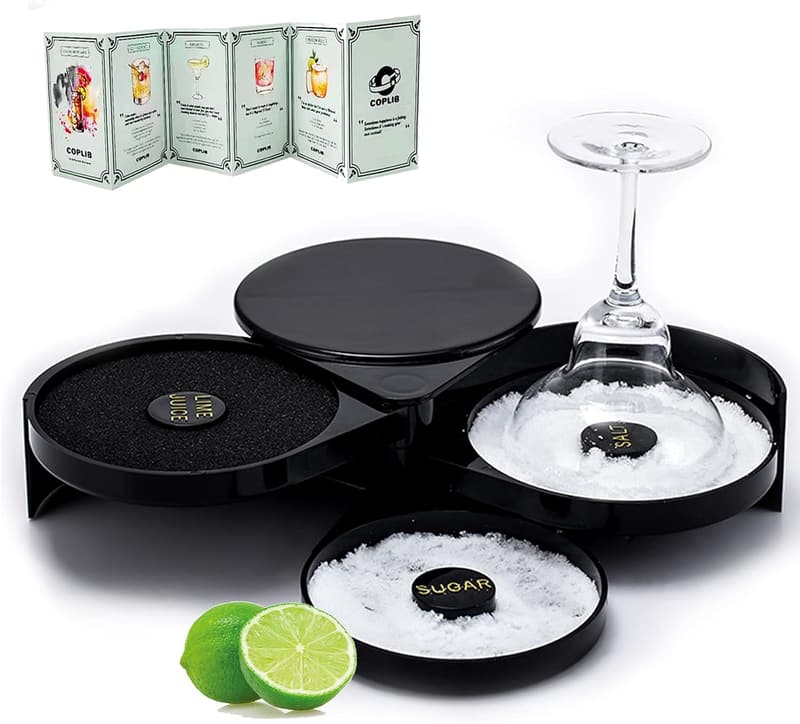 Margarita Glass Rimmer Set with Cocktail Recipe Card - Black