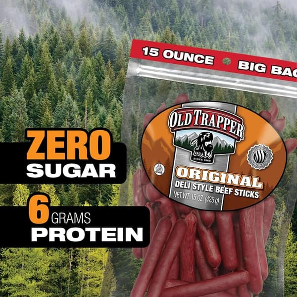 Old Trapper Deli-Style Beef Sticks - 15 oz, High Protein Snack